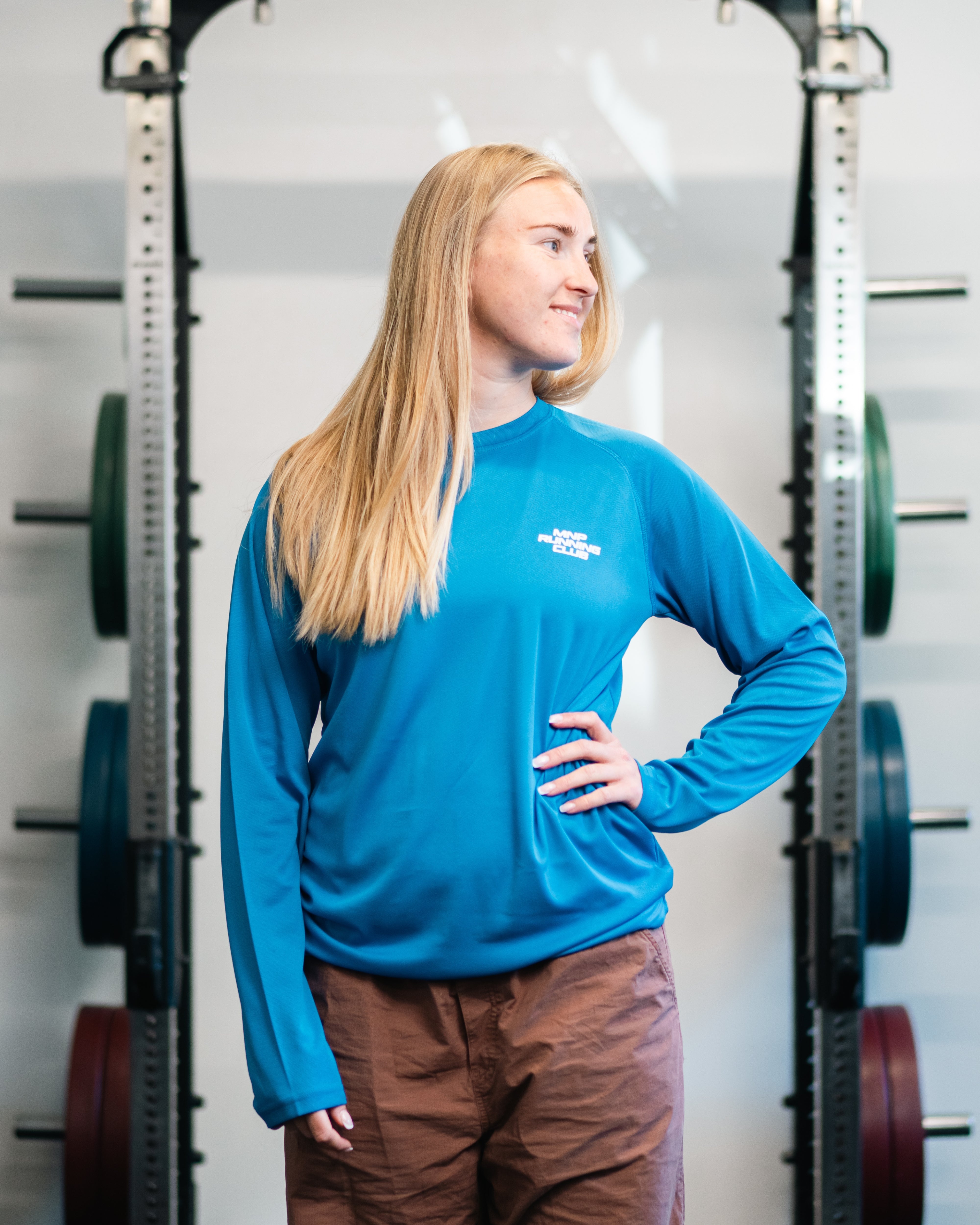 MNPTC Langærmet løbetrøje Blå/Hvid