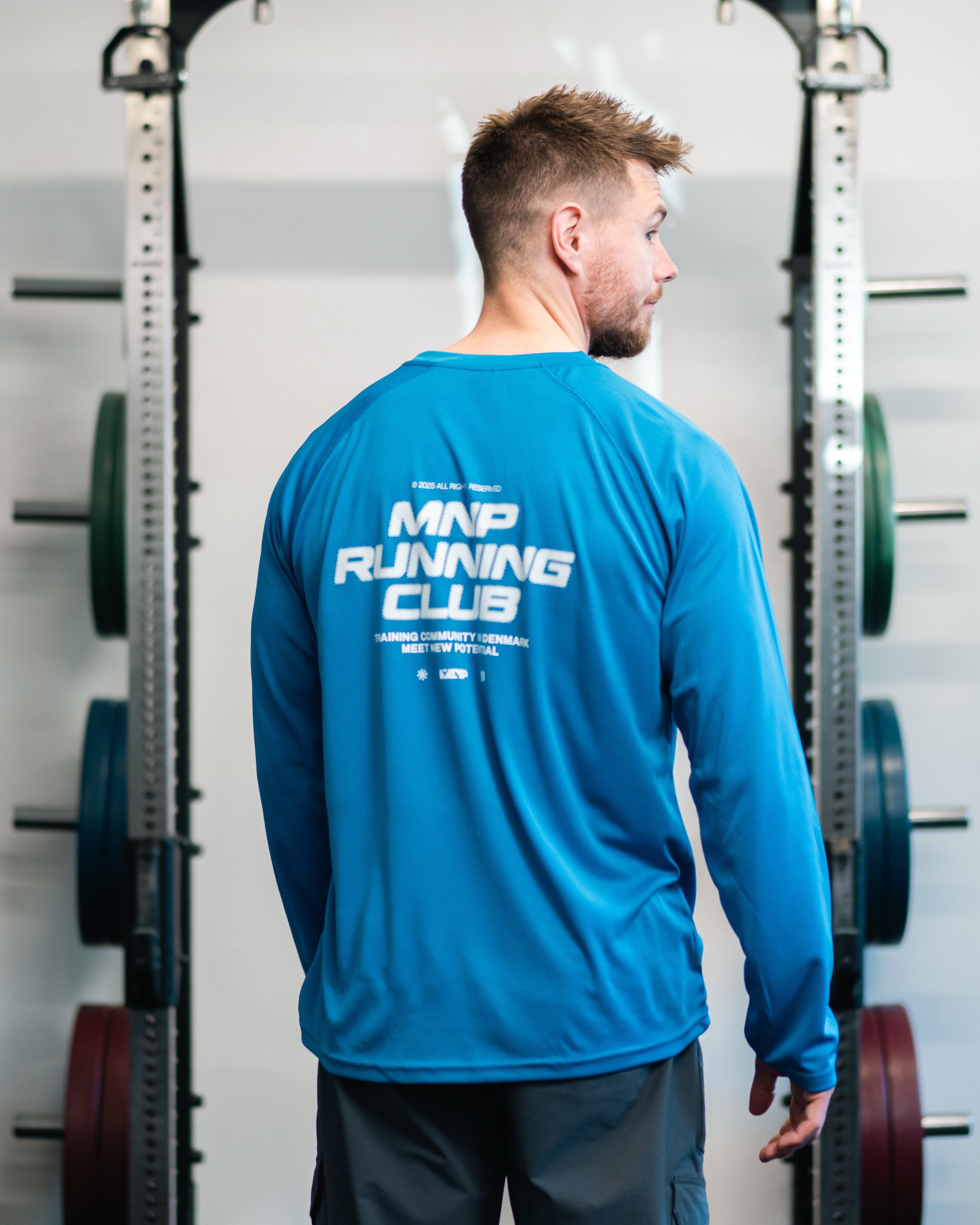 MNPTC Langærmet løbetrøje Blå/Hvid