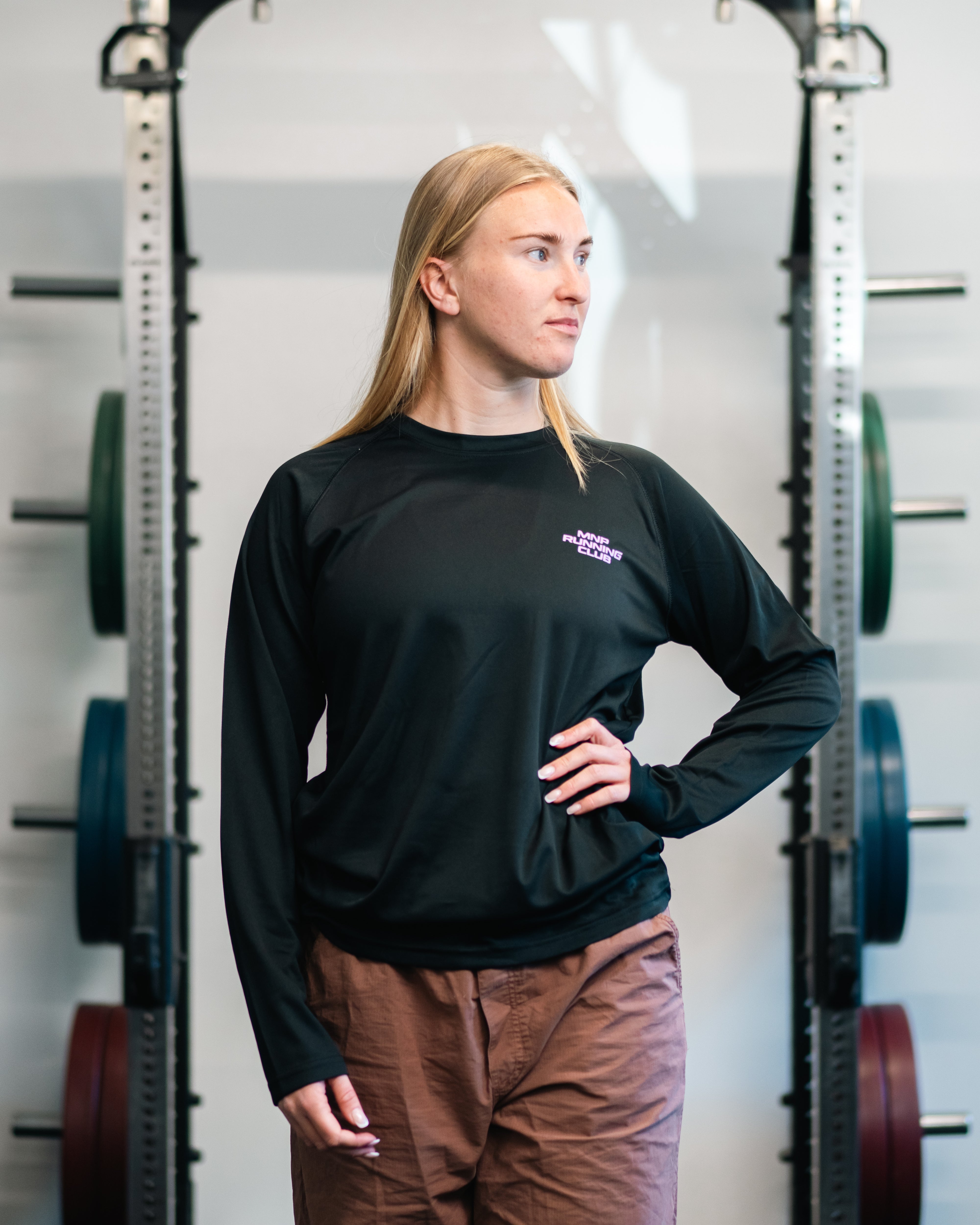 TC Langærmet Løbetrøje Sort/Lyserød