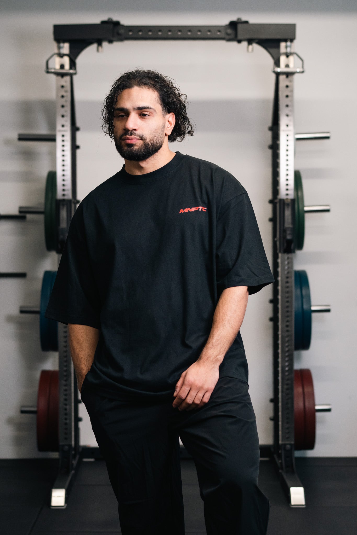 TC MNPTC Halftone Sort/Rød Box Fit Tee