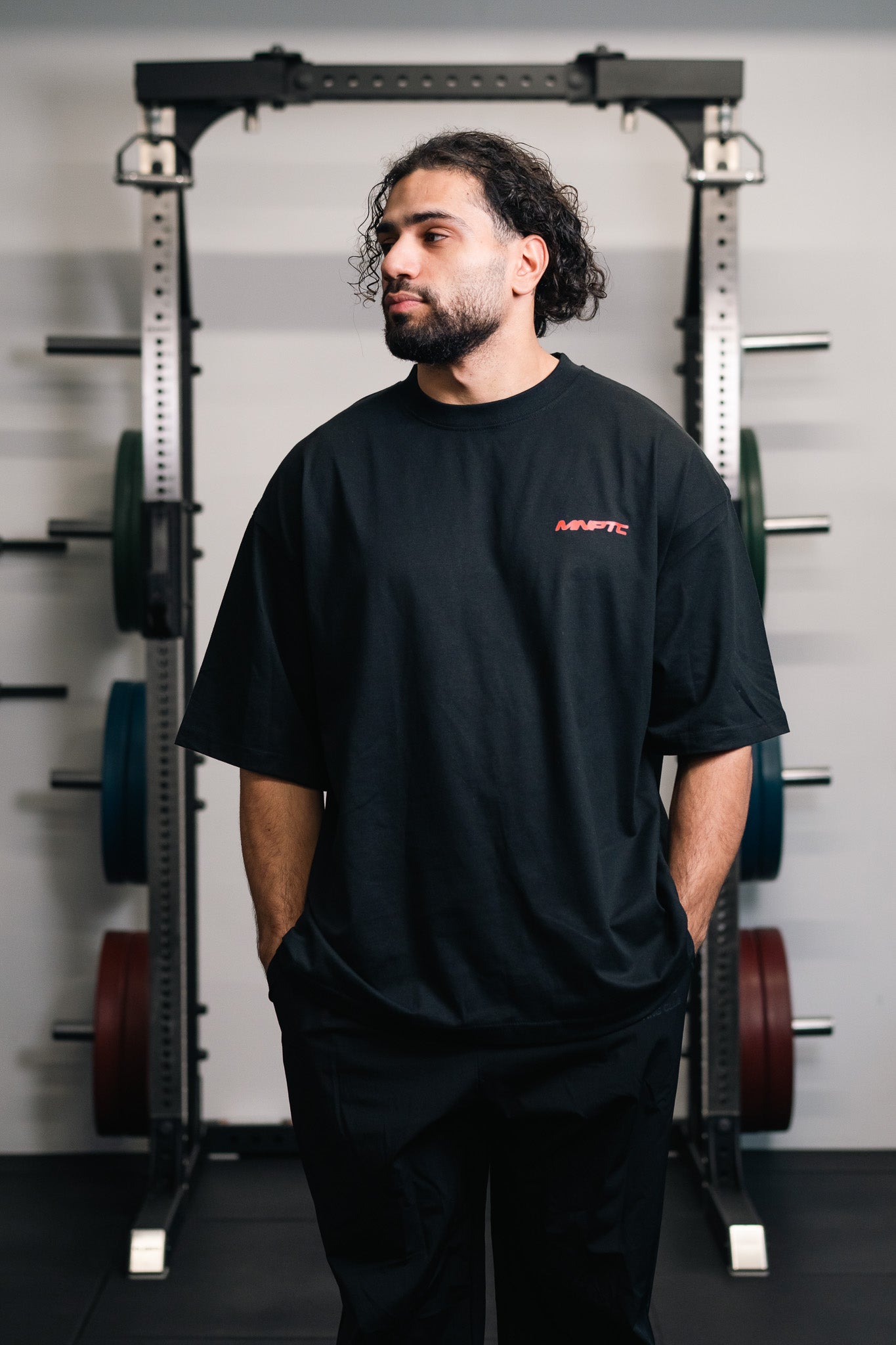 TC MNPTC Halftone Sort/Rød Box Fit Tee