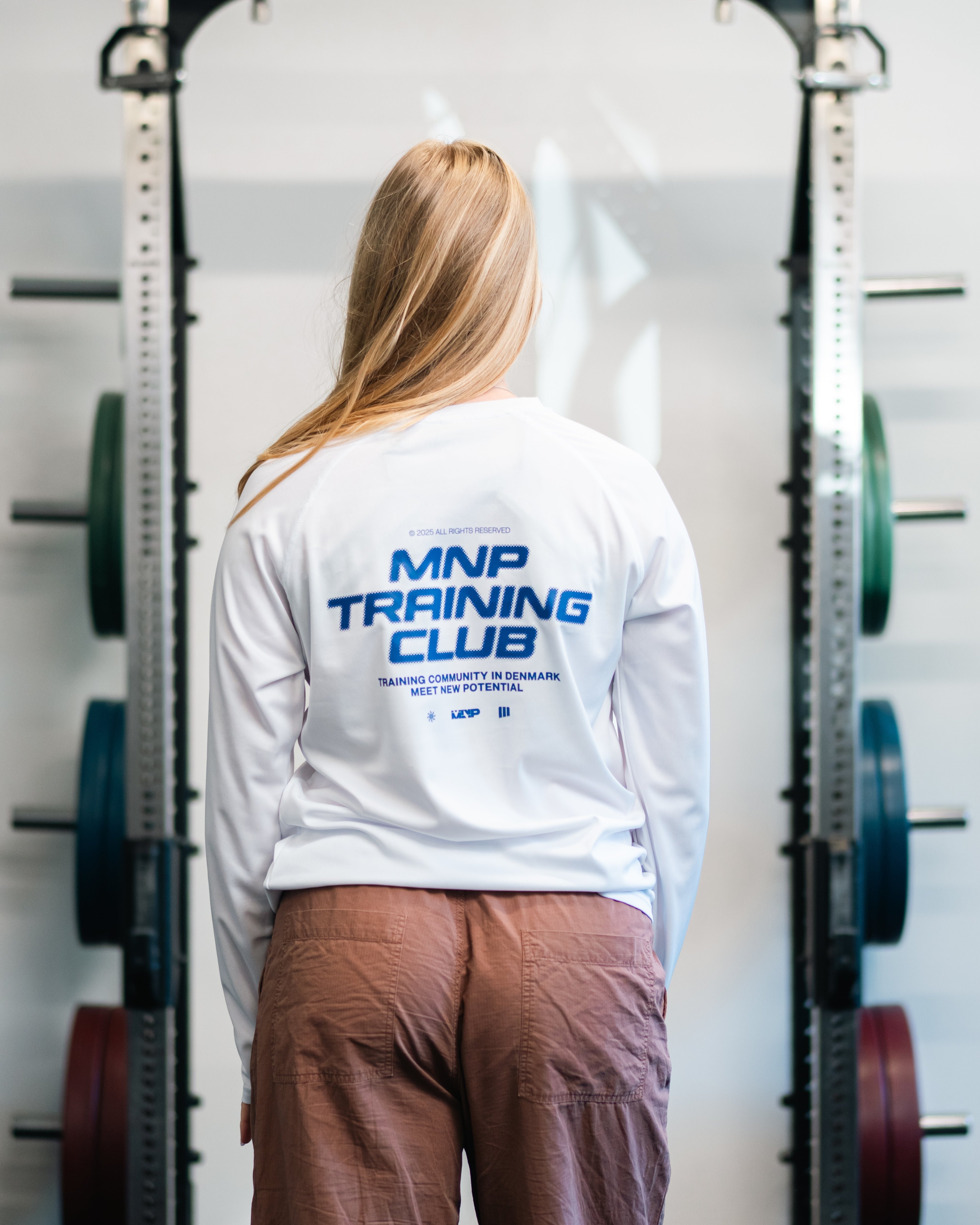 MNPTC Langærmet Løbetrøje Hvid/blå